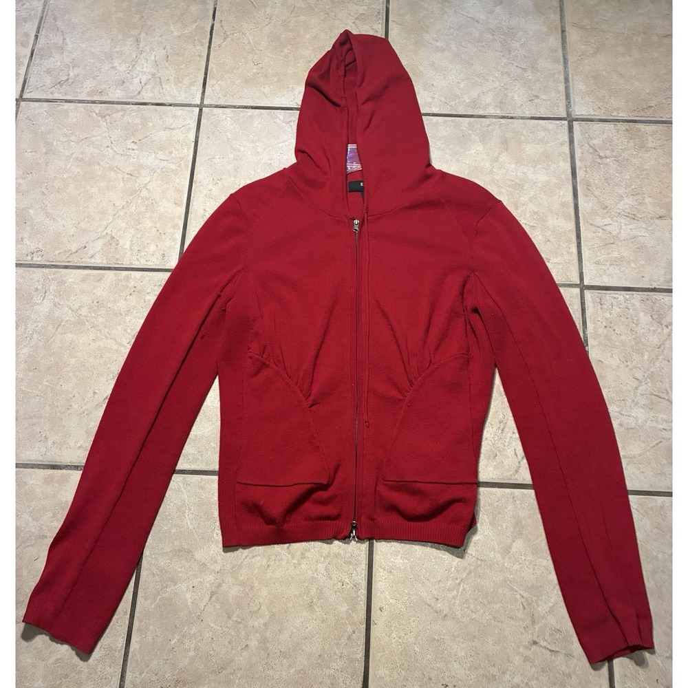 Express Women's Stretch Hooded Active Jacket Zip Up Red Size Large Y2K Track Gym